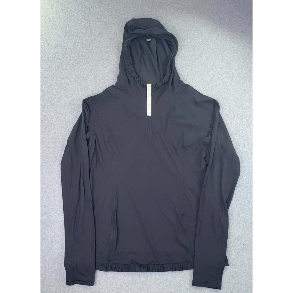 Lululemon Run Trail Tech Hoodie Womens Size 12 Black 1/2 Zip Luxtreme Thumbholes